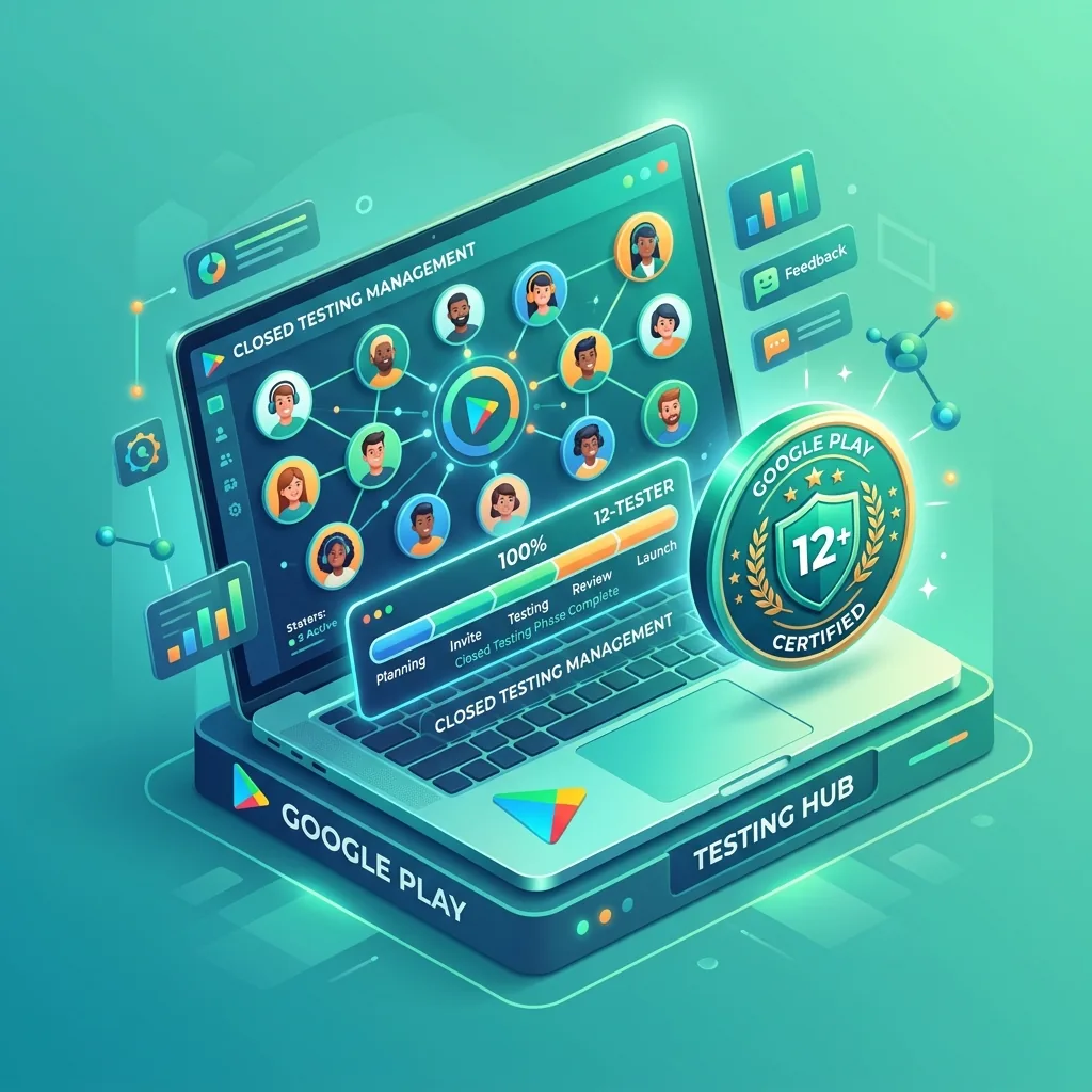 Illustration de l'outil de test fermé Google Play Console