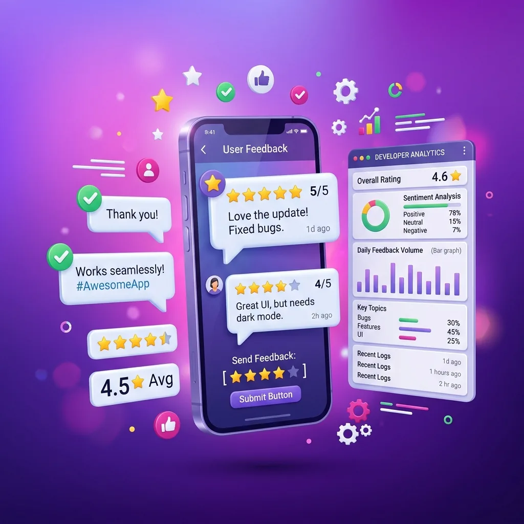Illustration de la collecte de feedbacks sur application Android