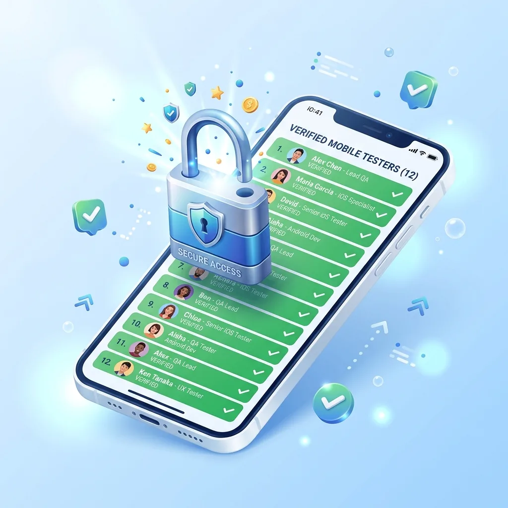 Illustration du test fermé Google Play Store avec smartphone et cadenas ouvert