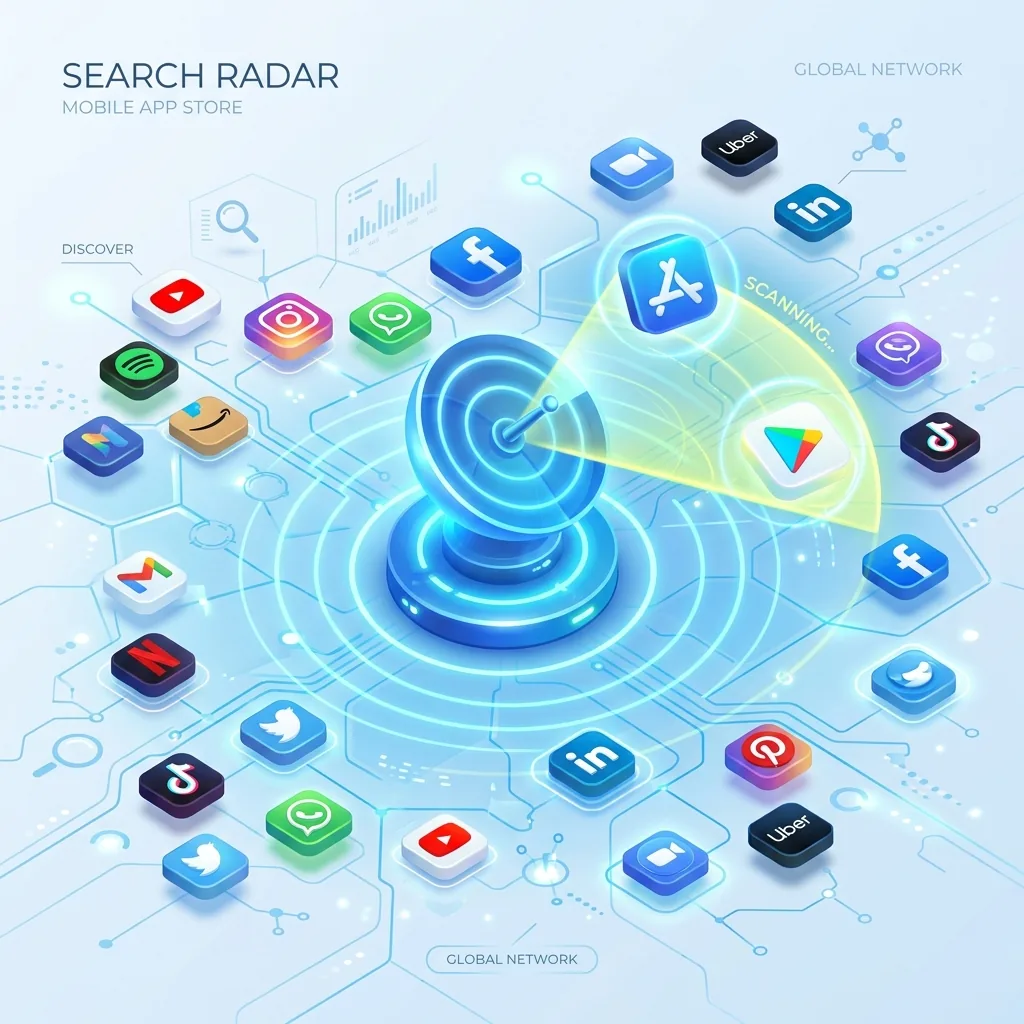 Illustration de recherche de testeurs avec un radar de détection d'apps